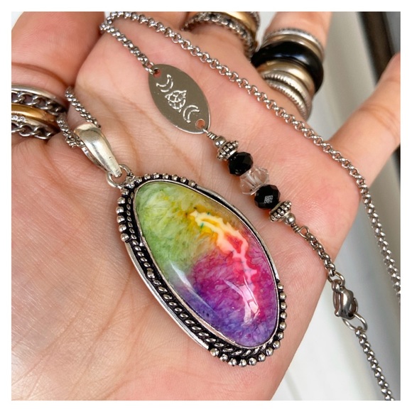 SOLD IN A BUNDLE . Sterling silver rainbow solar - Picture 4 of 8